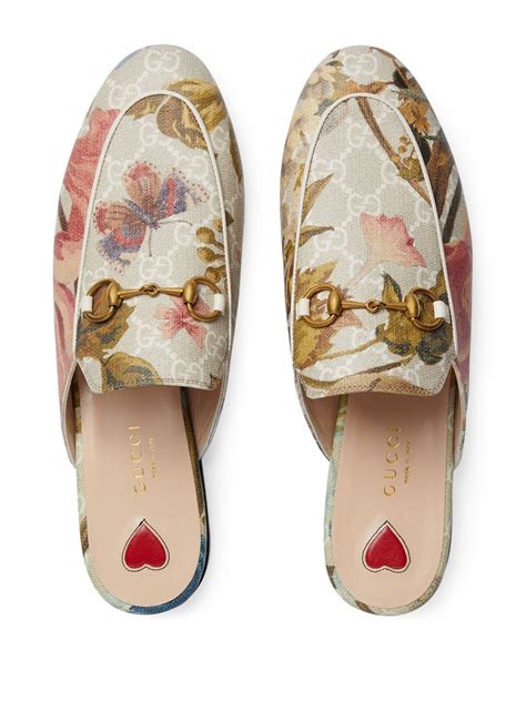 gucci ivory flora princetown|Women's Princetown slipper in ivory GG leather .